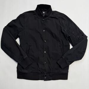 G-Star Raw Jacket Mens Medium Black Bomber Snap Front Ribbed Collar Cuffs Hem
